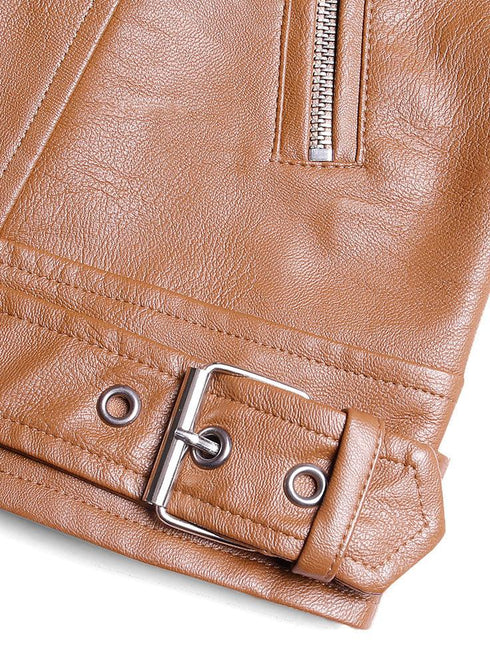 Caramel Leather Jacket - Khotwh
