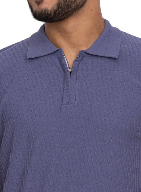 Castle Design 01057Knit Polo Neck Zipper - T-Shirt - Khotwh