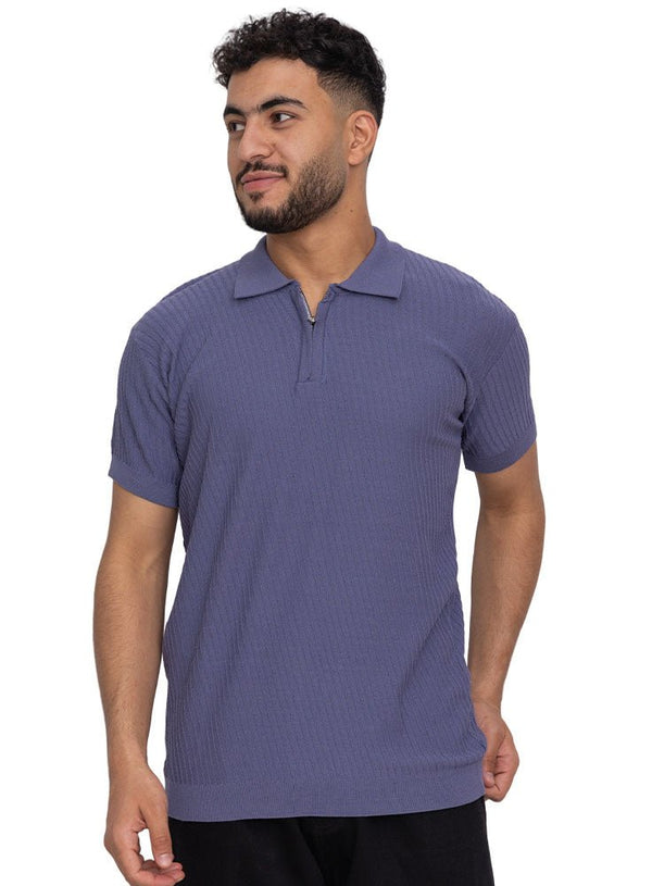 Castle Design 01057Knit Polo Neck Zipper - T-Shirt - Khotwh