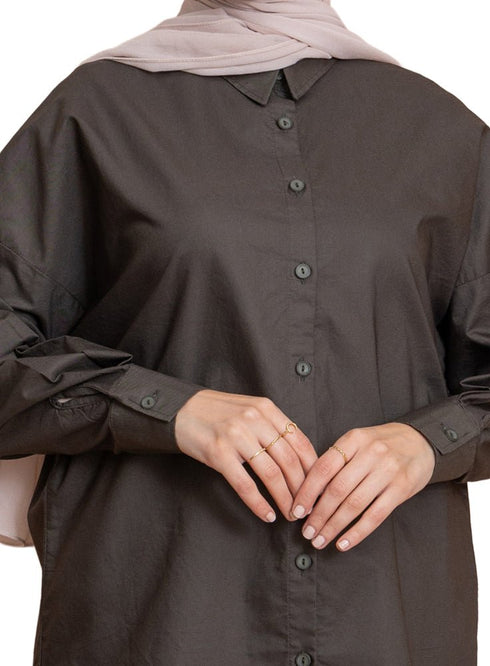 Cedar Oxford Over Size Shirt - Khotwh
