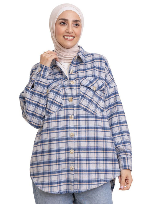 Checkered 1 Pocket Over - Size Shirt - Khotwh