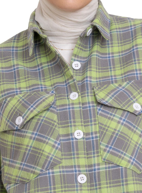 Checkered 3 Pocket Over - Size Shirt - Khotwh