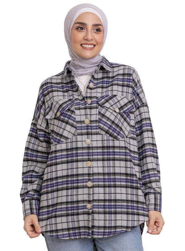 Checkered 4 Pocket Over - Size Shirt - Khotwh