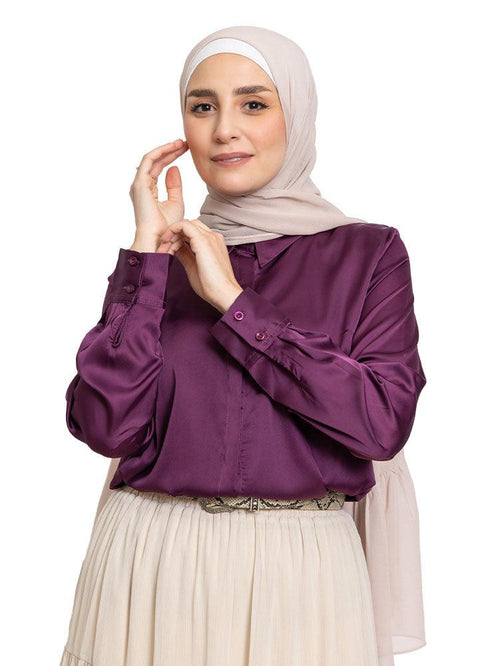 Cherry Satin Collar Blouse - Khotwh