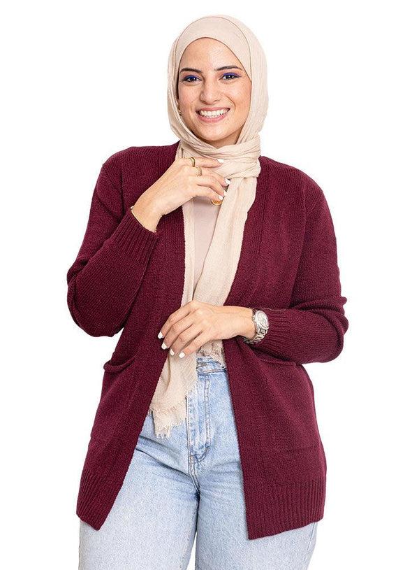 Chili Pepper Basic Pocket Cardigan - Khotwh