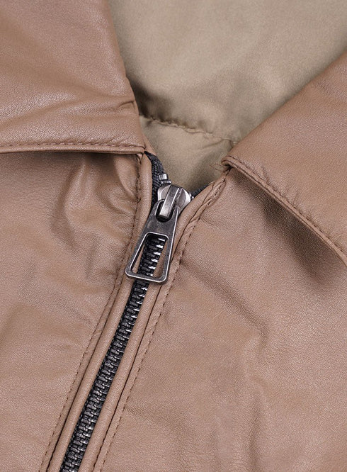 Chocolate Leather Jacket 2 - Khotwh