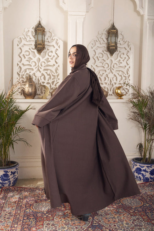 Chocolate Ribbed Long Cardigan - Khotwh