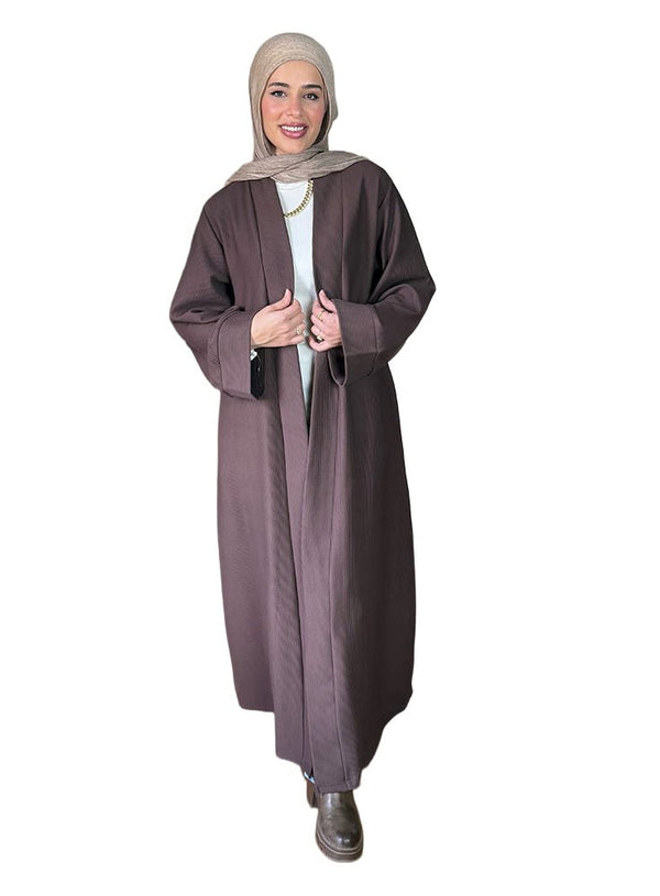 Chocolate Ribbed Long Cardigan - Khotwh