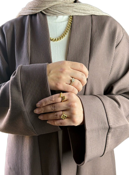 Chocolate Ribbed Long Cardigan - Khotwh