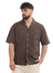 Chocolate Tennis Collar Linen Shirt - Khotwh