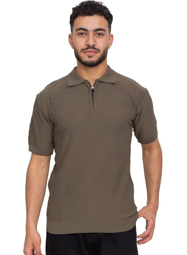 Cilantro Design 01057Knit Polo Neck Zipper - T-Shirt - Khotwh