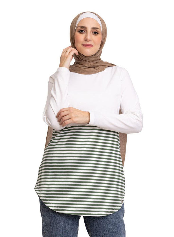 Cilantro Half Striped Long - Sleeve - Khotwh