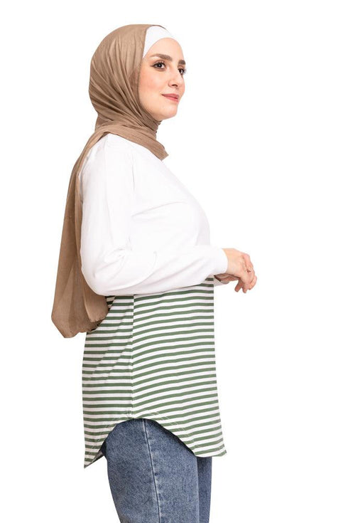 Cilantro Half Striped Long - Sleeve - Khotwh