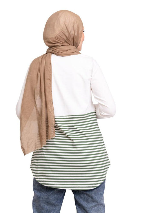 Cilantro Half Striped Long - Sleeve - Khotwh