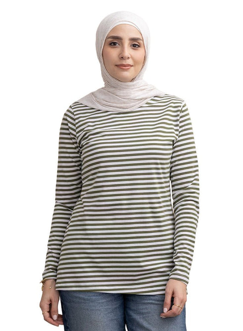 Cilantro Striped Long - Sleeve - Khotwh