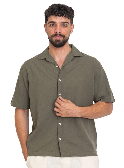 Cilantro Tennis Collar Linen Shirt - Khotwh