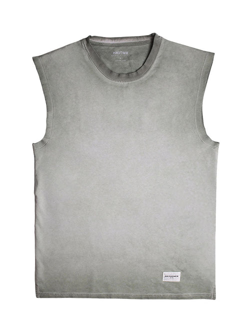 Cilantro Washed Sleeveless T-Shirt - Khotwh