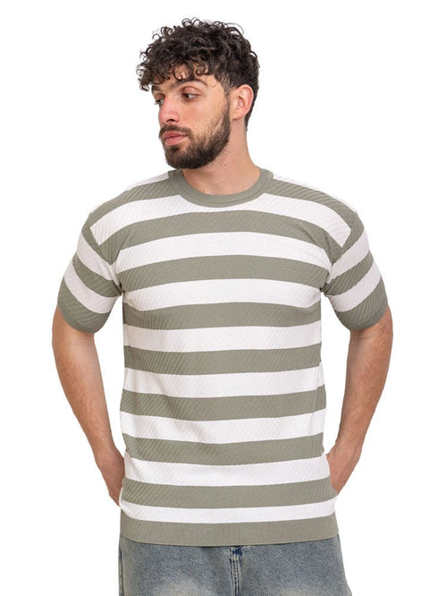 Cilantro*White Design 01015Knit S - Round T-Shirt - Khotwh