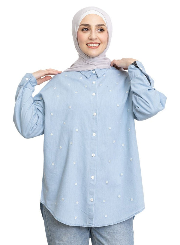Circle - Ice E - Over Size Denim Shirt - Khotwh