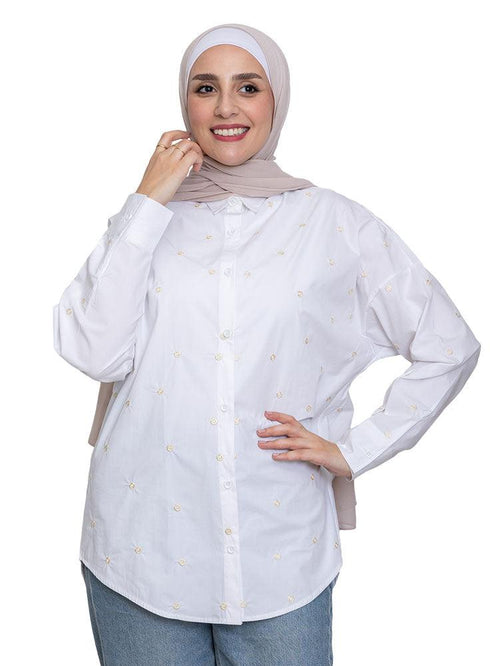 Circle - White E - Over Size Shirt - Khotwh