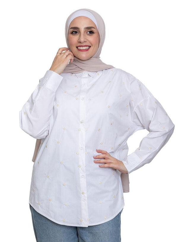 Circle - White E - Over Size Shirt - Khotwh
