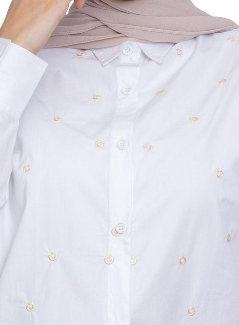Circle - White E - Over Size Shirt - Khotwh