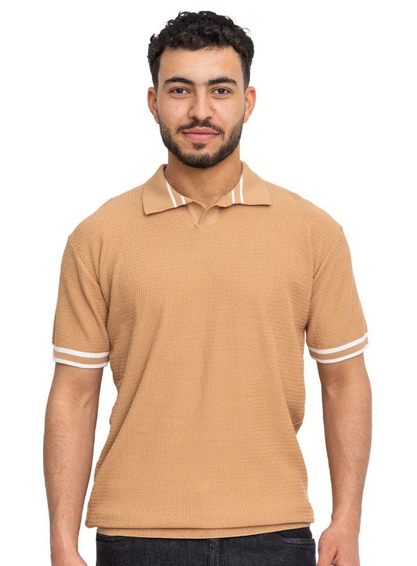 Coffee Design 01003Knit Polo Neck - T-Shirt - Khotwh