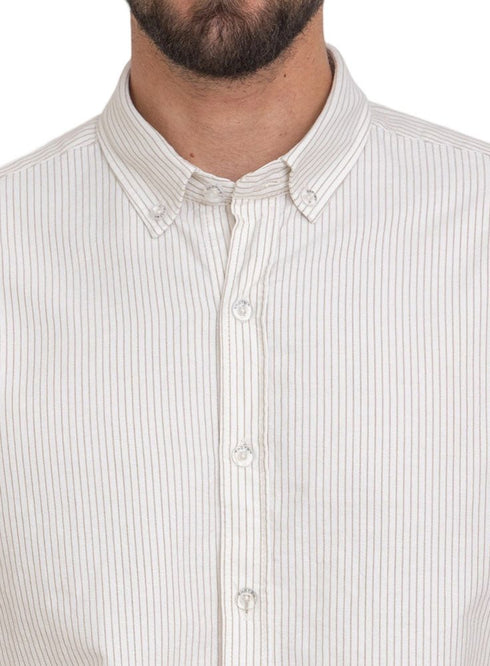 Coffee - Design 1 Striped Oxford Shirt - Khotwh