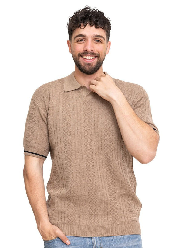 Coffee Design 1153Knit Polo Neck - T-Shirt - Khotwh