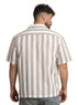 Coffee - Design 6 Striped Tennis Collar Shirt - Khotwh
