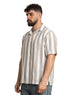 Coffee - Design 6 Striped Tennis Collar Shirt - Khotwh