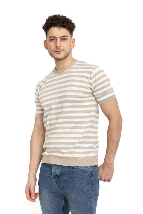 Coffee F - S.Knit Round T-shirt - Khotwh