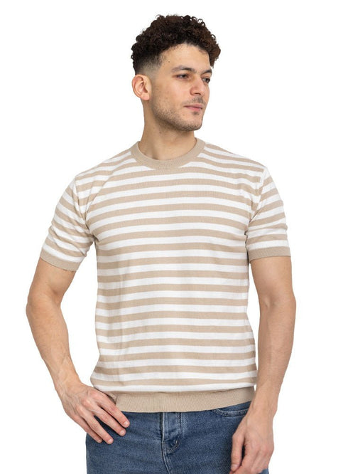 Coffee F - S.Knit Round T-shirt - Khotwh