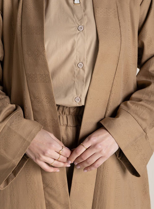 Coffee Jacquard Suit - Khotwh