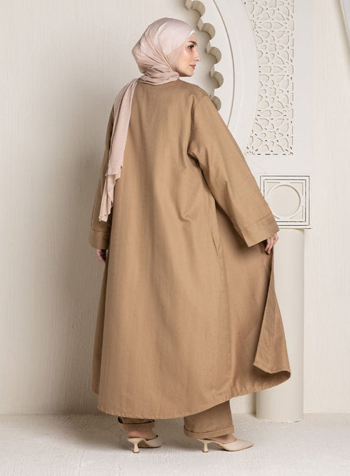 Coffee Jacquard Suit - Khotwh