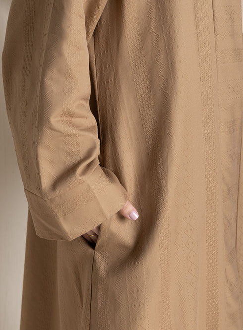 Coffee Jacquard Suit - Khotwh