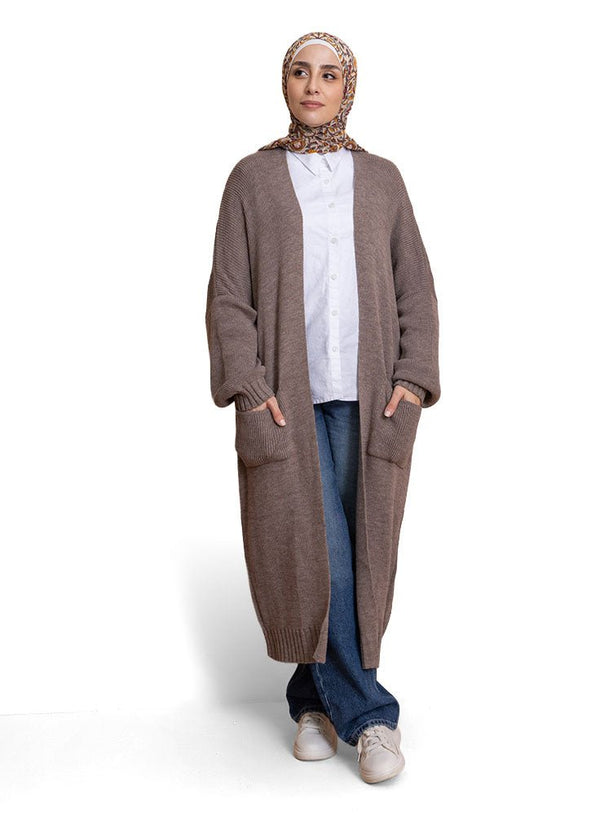 Coffee Knitted - Long Cardigan - Khotwh