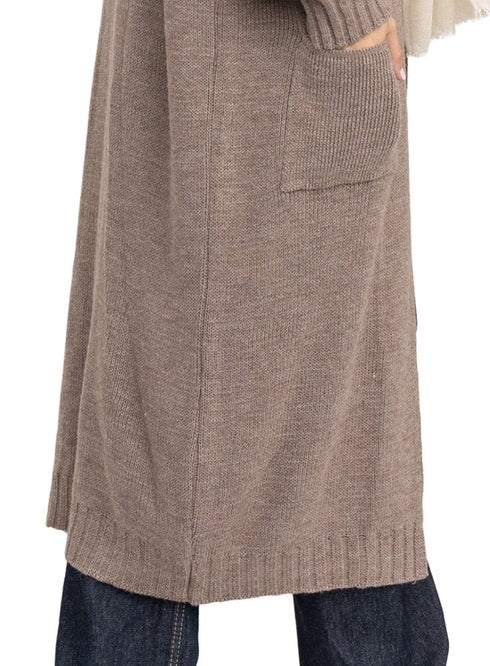 Coffee Knitted-Long Cardigan - Khotwh