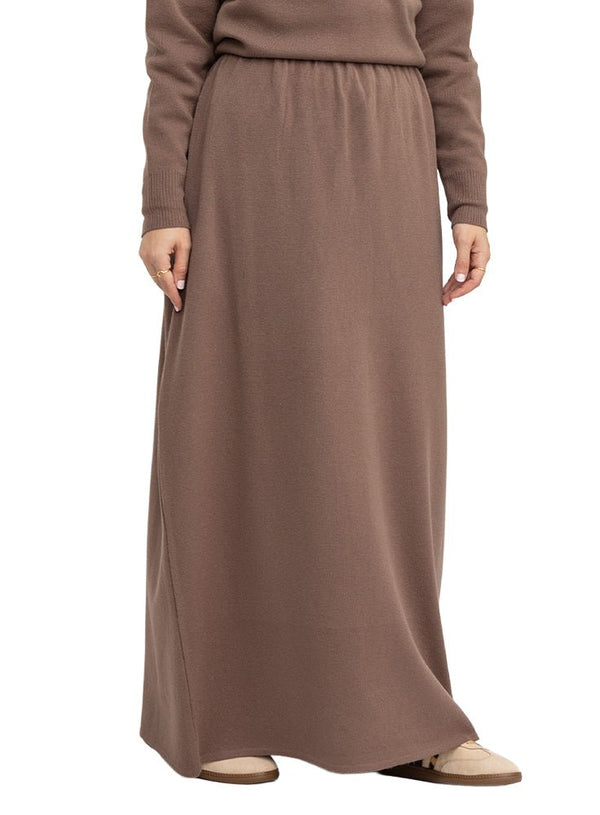 Coffee Knitted Skirt - Khotwh