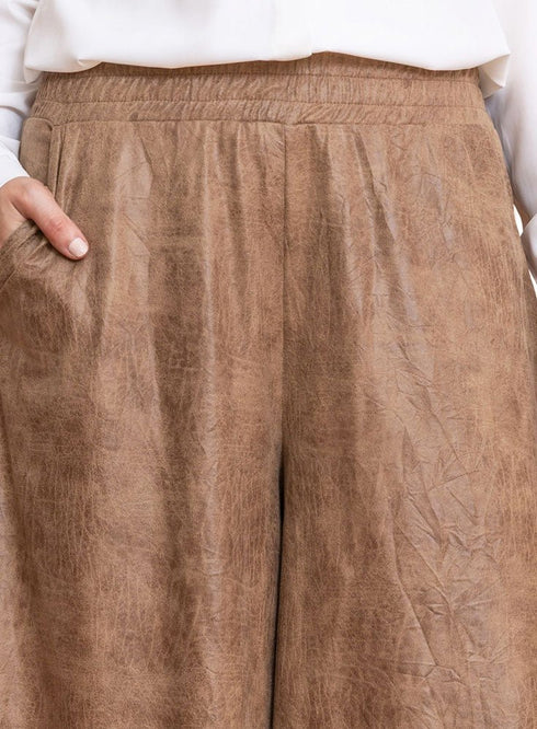 Coffee Leather Pants - Khotwh