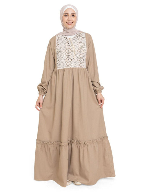 Coffee Linen Dress - Khotwh