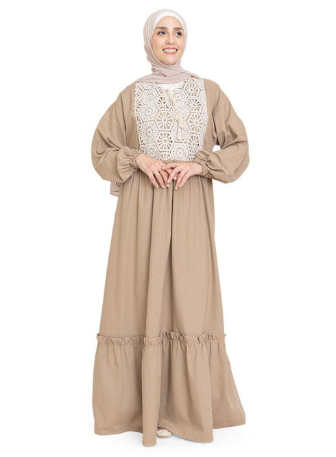 Coffee Linen Dress - Khotwh