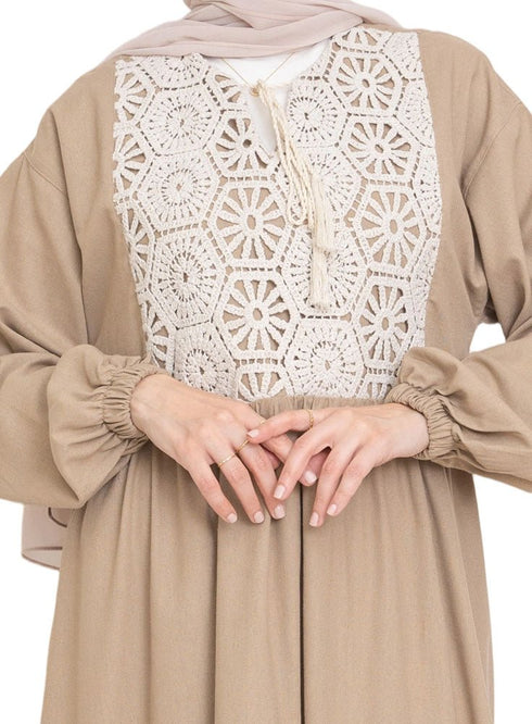 Coffee Linen Dress - Khotwh