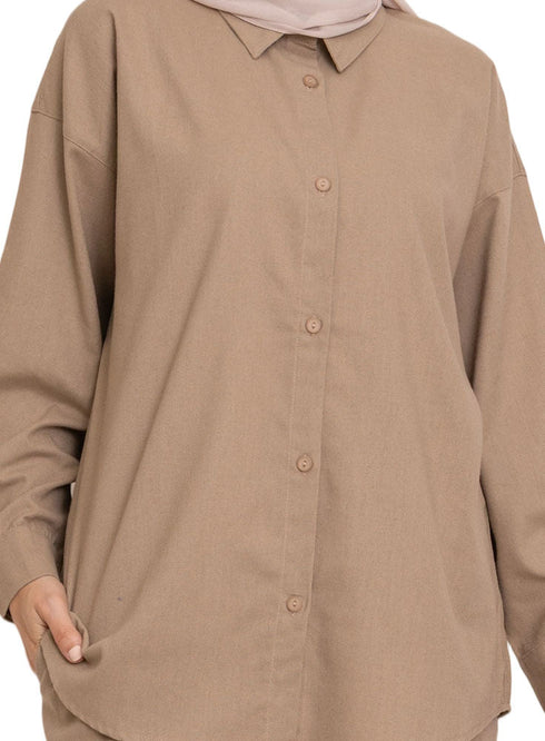 Coffee Linen Suit - Khotwh