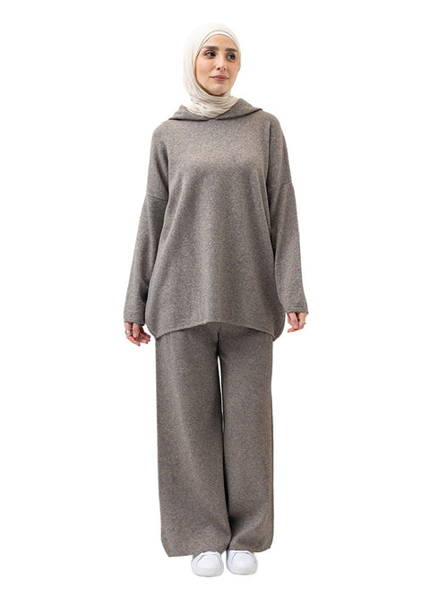 Coffee Over Size Knitted Suit - Khotwh