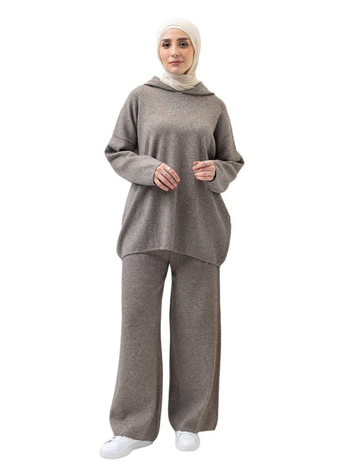 Coffee Over Size Knitted Suit - Khotwh