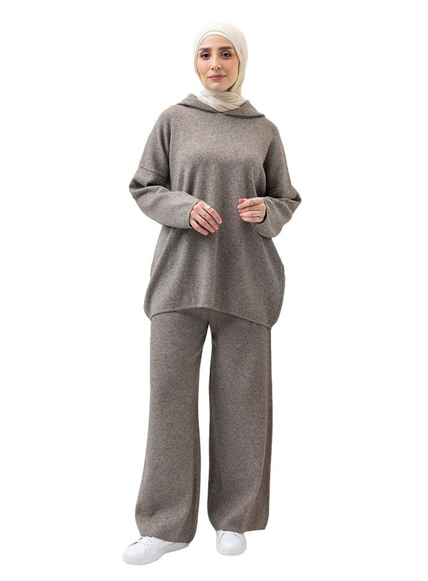 Coffee Over Size Knitted Suit - Khotwh