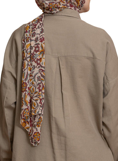 Coffee Pocket Over Size Linen Shirt - Khotwh