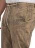 Coffee Printed Gabardine Straight Leg Pants - Khotwh