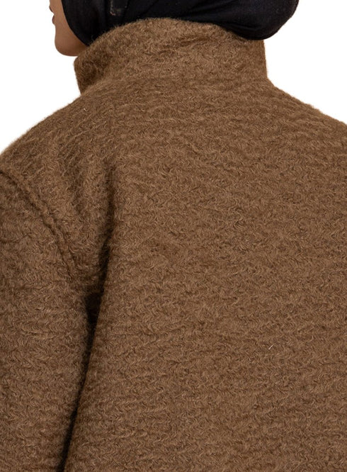 Coffee RD - Faux Fur High Neck Sweater - Khotwh